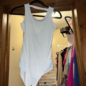 white open back bodysuit